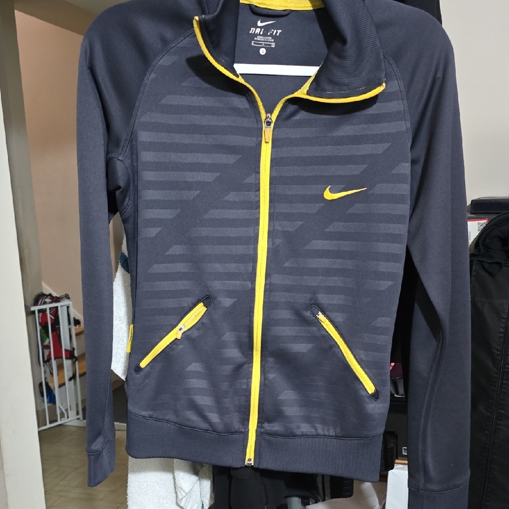 Nike Charcoal and Yellow Zip-Up Jacket